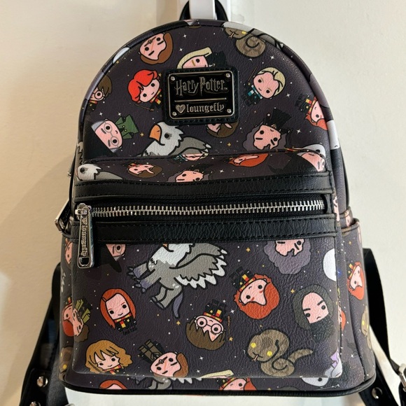 LOUNGEFLY Mini Backpack Harry Potter All Characters Adjustable Straps Zipper - Picture 3 of 15